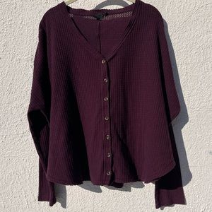 Urban Outfitters “Out From Under” Jojo Oversized Waffle Knit Button-Front Top